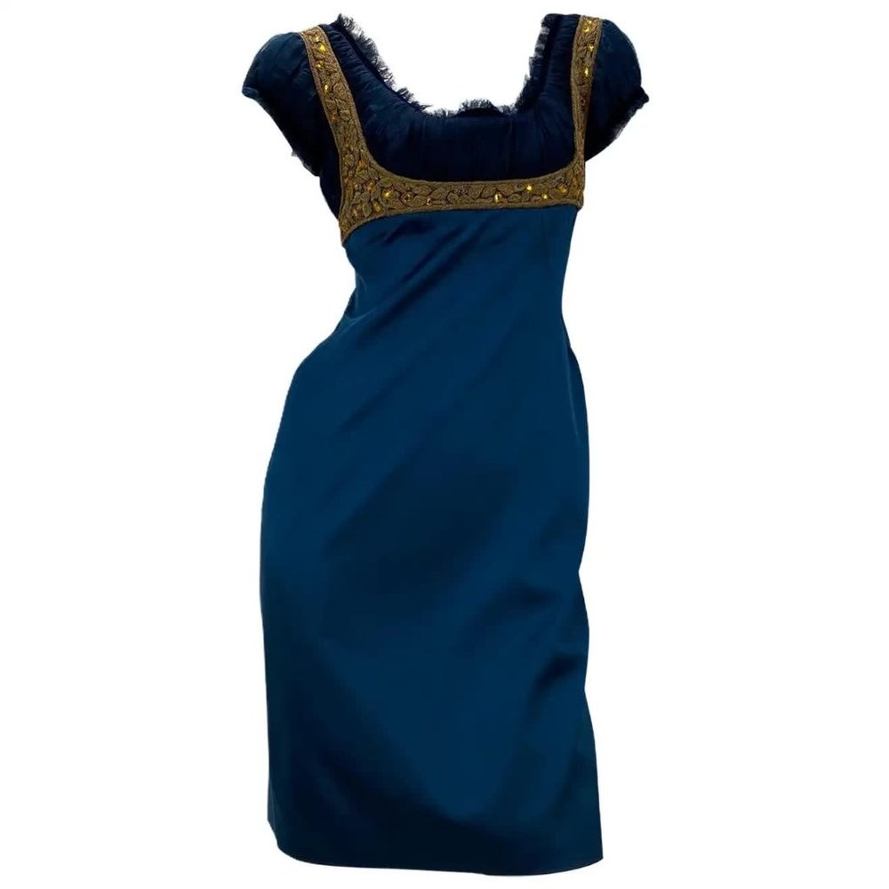 2008 Vintage Alexander McQueen Wire-Embroidered and Crystal Embellished Dress